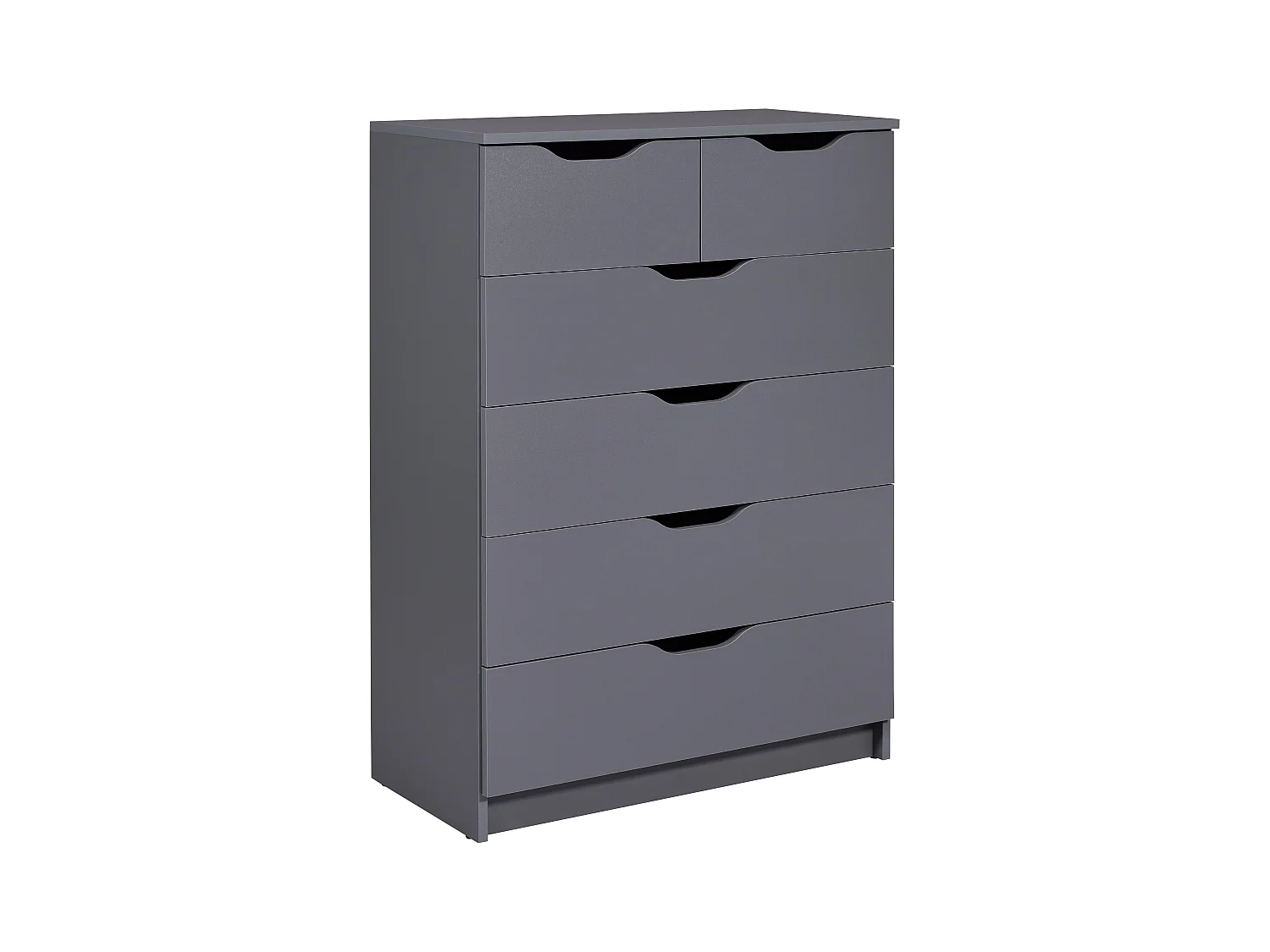 Commode meuble de rangement en bois de 6 tiroirs coloris gris graphite - longueur 81 x profondeur 40 x hauteur 112 cm
