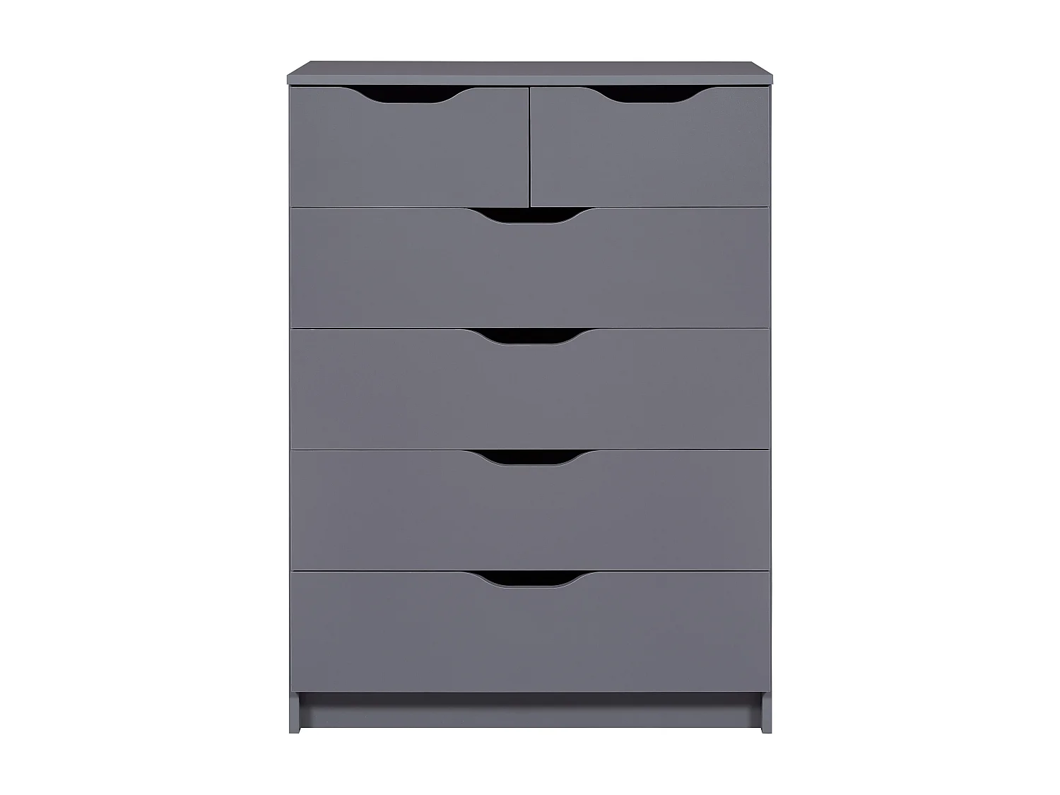 Commode meuble de rangement en bois de 6 tiroirs coloris gris graphite - longueur 81 x profondeur 40 x hauteur 112 cm