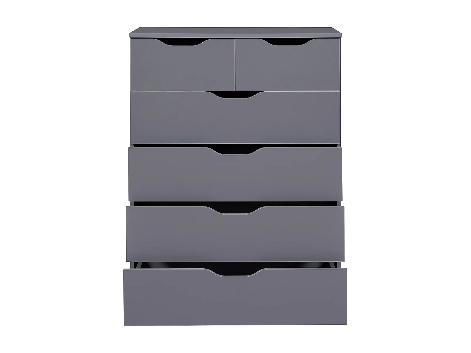 Commode meuble de rangement en bois de 6 tiroirs coloris gris graphite - longueur 81 x profondeur 40 x hauteur 112 cm