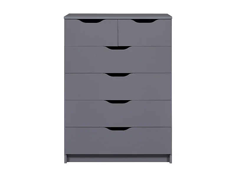 Commode meuble de rangement en bois de 6 tiroirs coloris gris graphite - longueur 81 x profondeur 40 x hauteur 112 cm