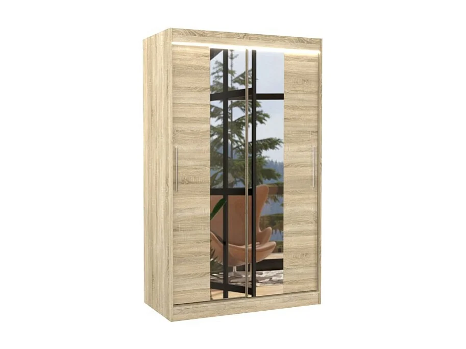 Armoire Lanto (120cm)/portes coulissantes/LED/miroir/Sonoma