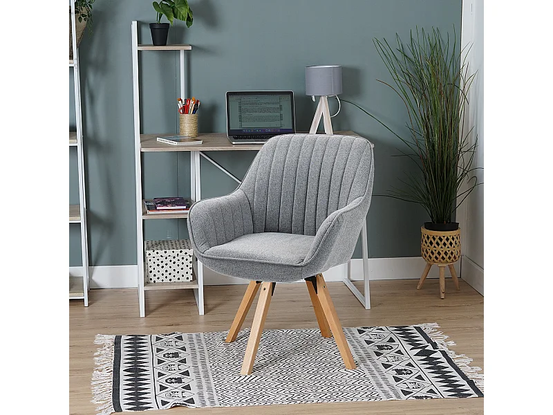 Chaise de bureau pivotant style scandinave en tissu pied en bois de hêtre,CARSONOFFICE