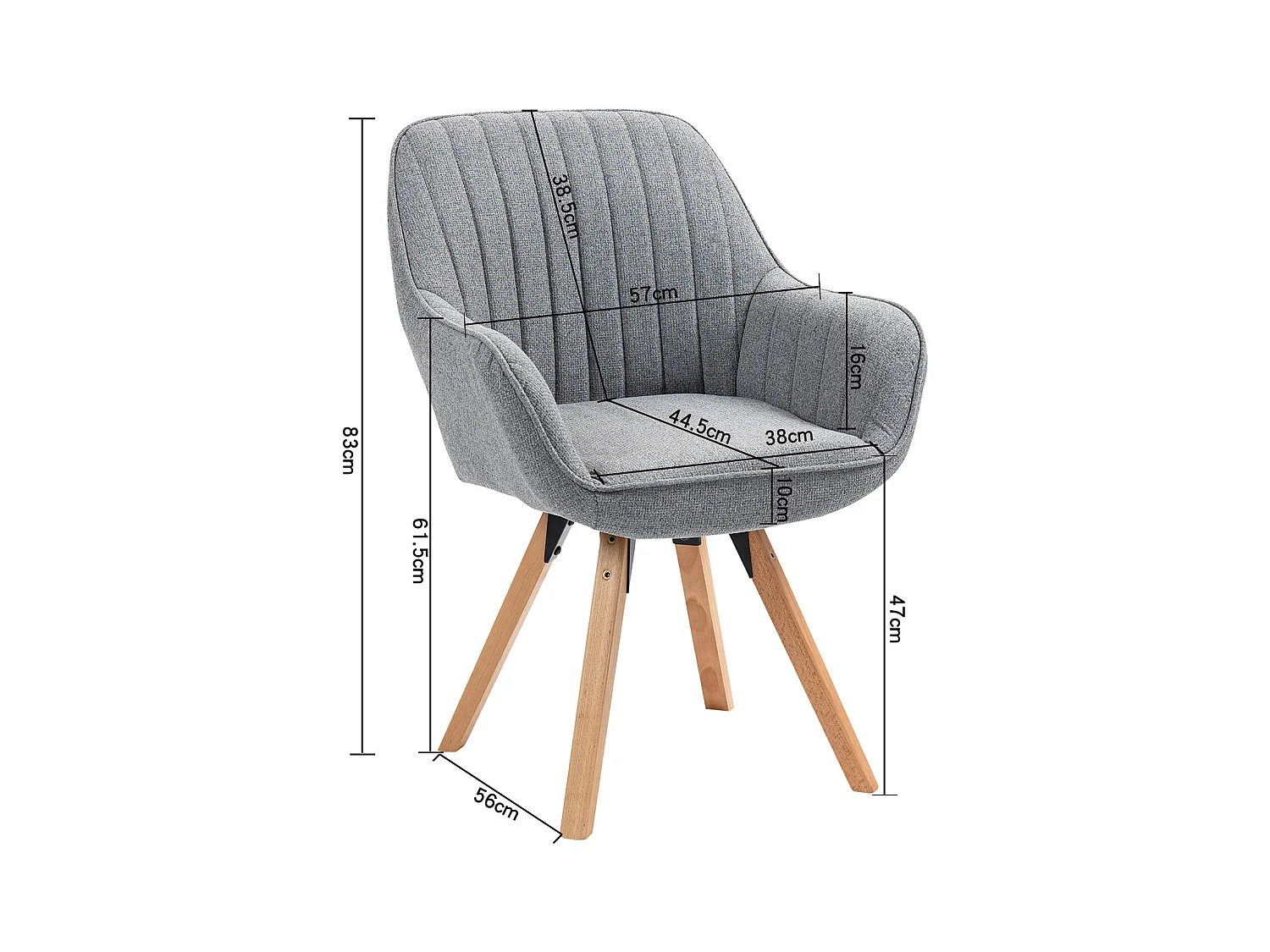 Chaise de bureau pivotant style scandinave en tissu pied en bois de hêtre,CARSONOFFICE