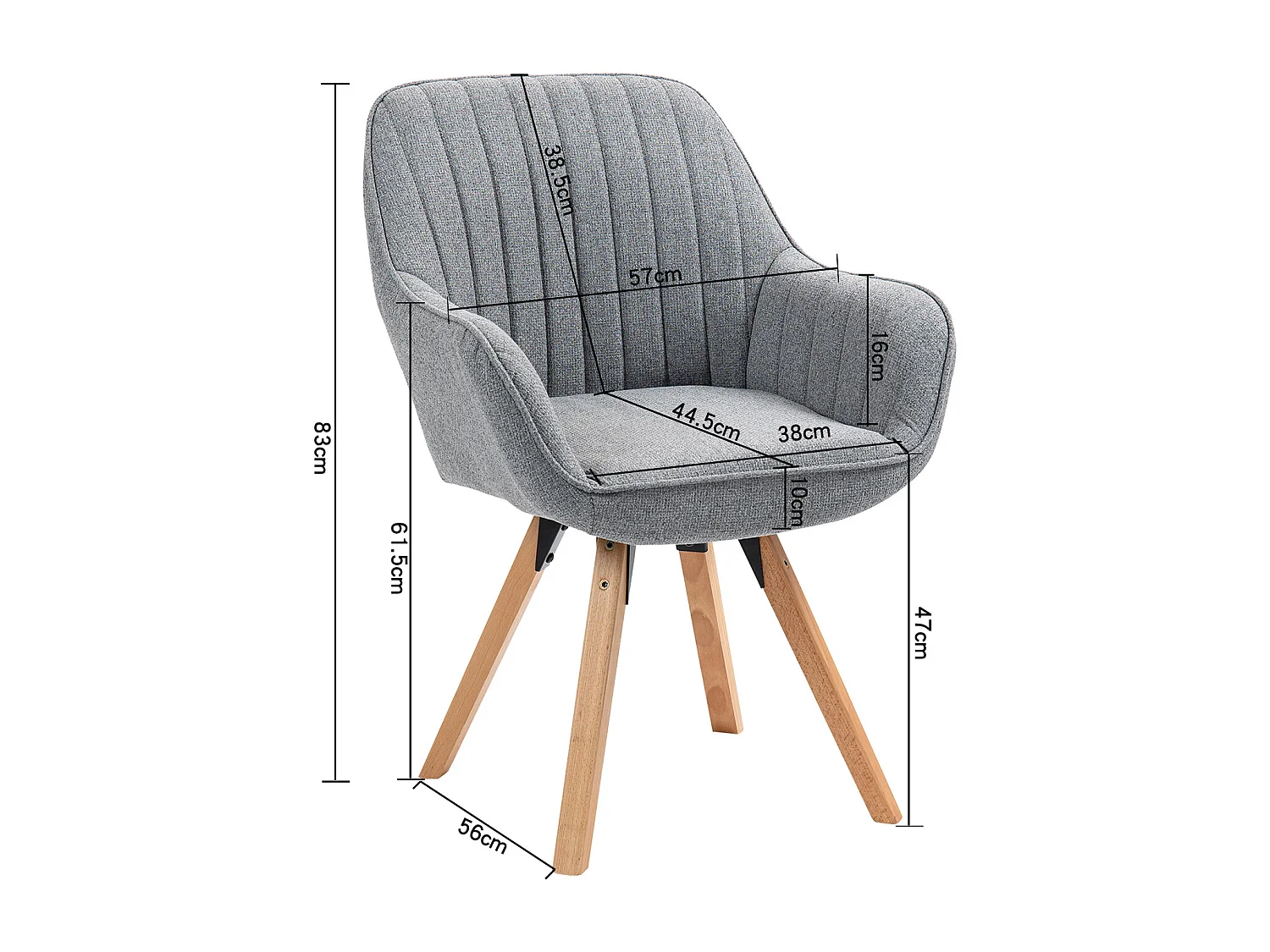 Chaise de bureau pivotant style scandinave en tissu pied en bois de hêtre,CARSONOFFICE