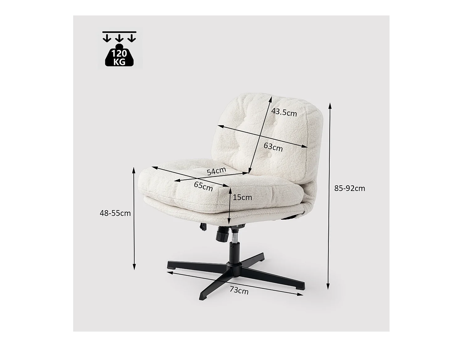 Chaise de bureau pivotant réglable en hauteur en bouclette,ALINTONEXOFFICE