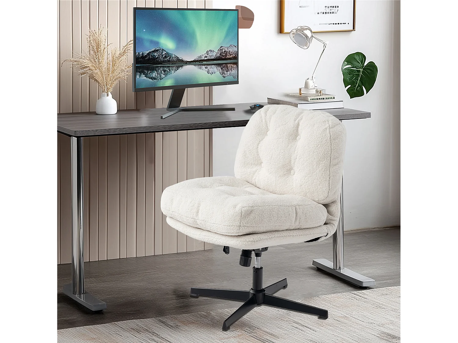 Chaise de bureau pivotant réglable en hauteur en bouclette,ALINTONEXOFFICE
