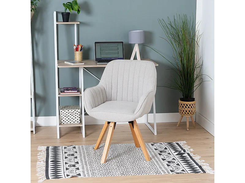 Chaise de bureau pivotant style scandinave en tissu pied en bois de hêtre,CARSONOFFICE