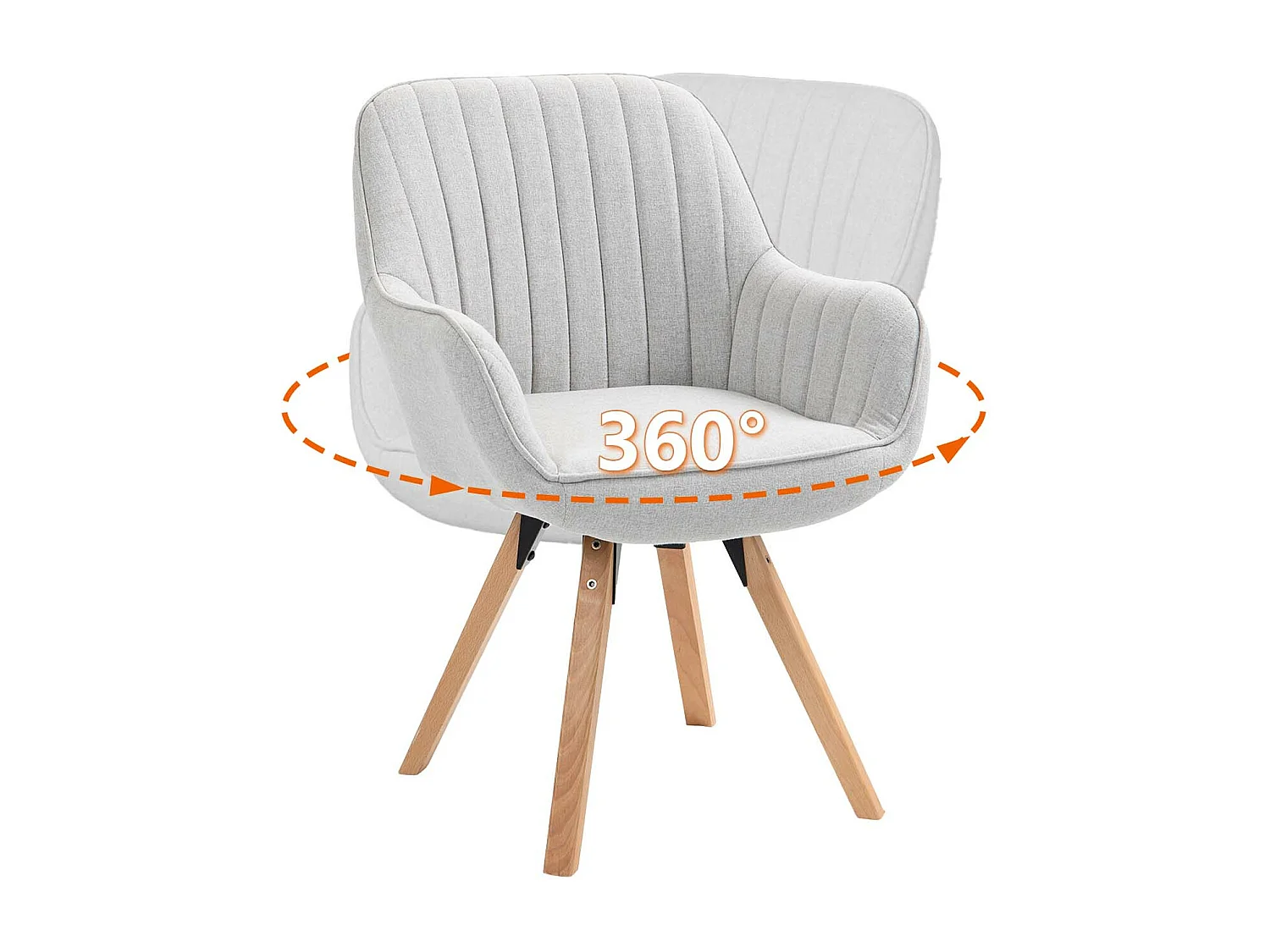 Chaise de bureau pivotant style scandinave en tissu pied en bois de hêtre,CARSONOFFICE