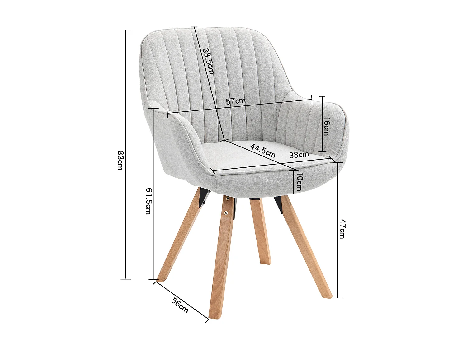 Chaise de bureau pivotant style scandinave en tissu pied en bois de hêtre,CARSONOFFICE