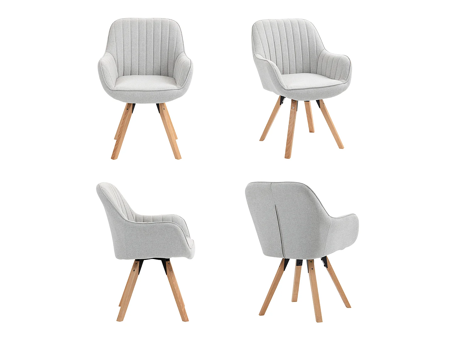 Chaise de bureau pivotant style scandinave en tissu pied en bois de hêtre,CARSONOFFICE