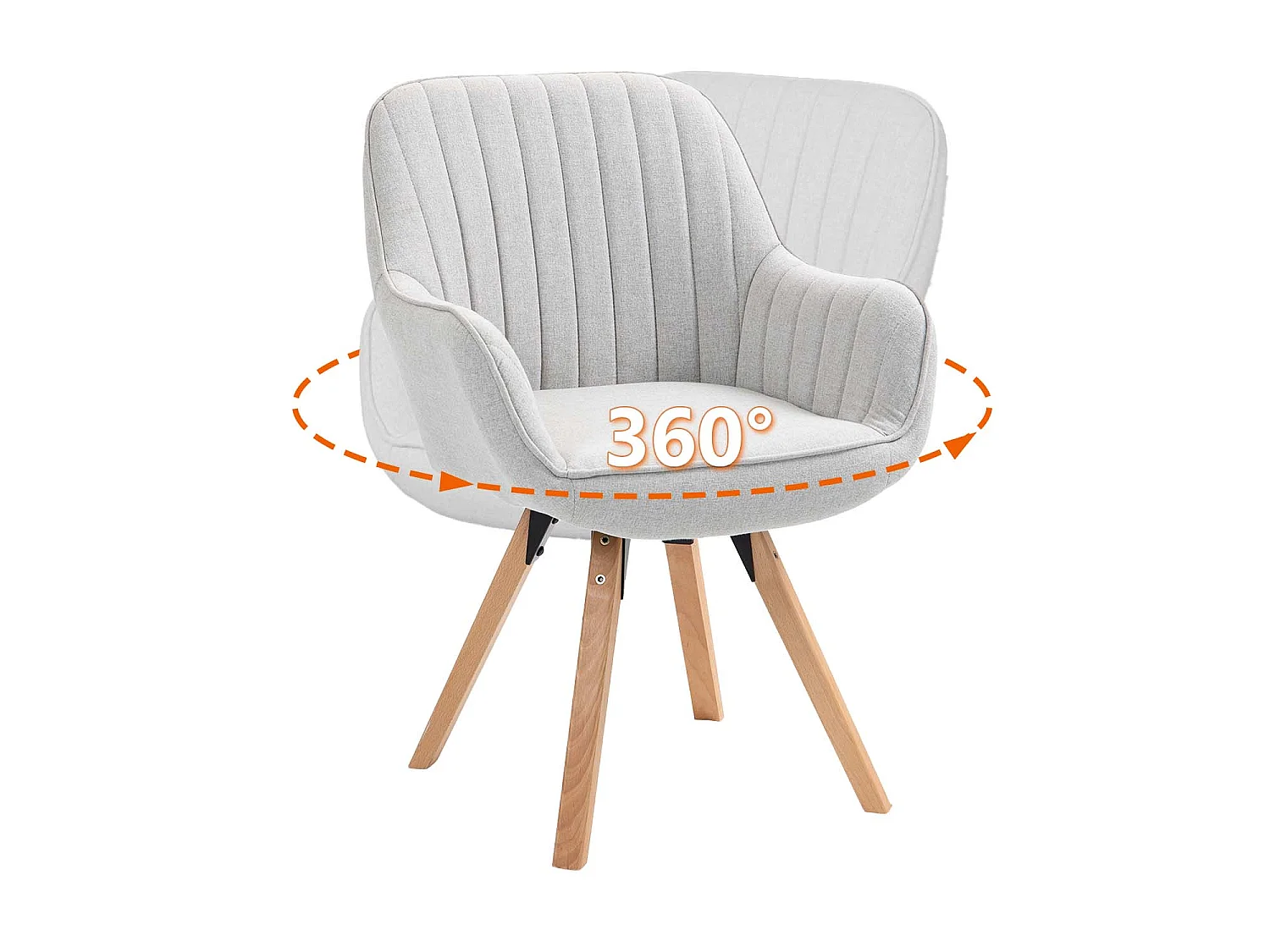 Chaise de bureau pivotant style scandinave en tissu pied en bois de hêtre,CARSONOFFICE