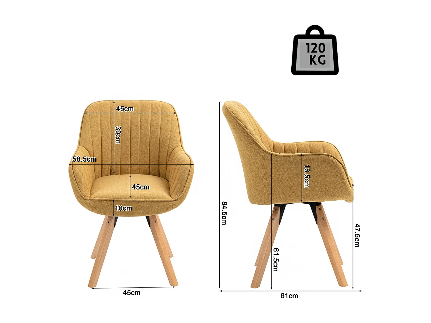 Chaise de bureau pivotant style scandinave en tissu pied en bois de hêtre,CARSONOFFICE