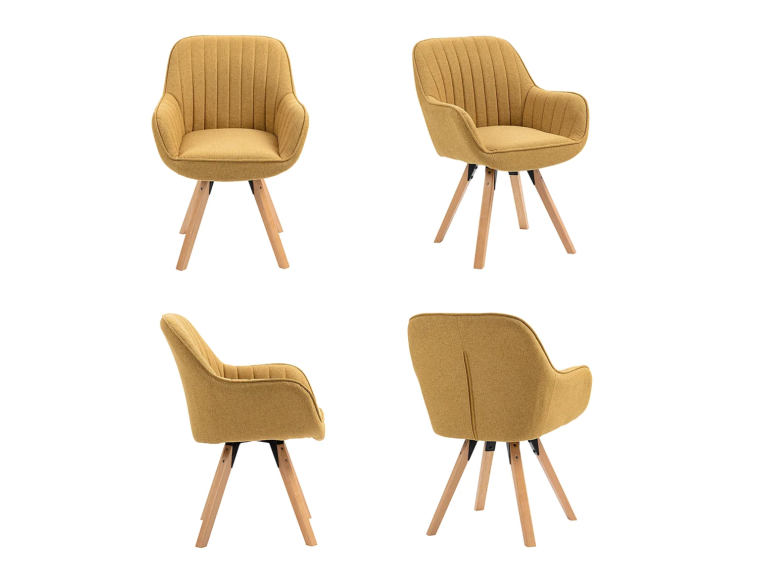 Chaise de bureau pivotant style scandinave en tissu pied en bois de hêtre,CARSONOFFICE