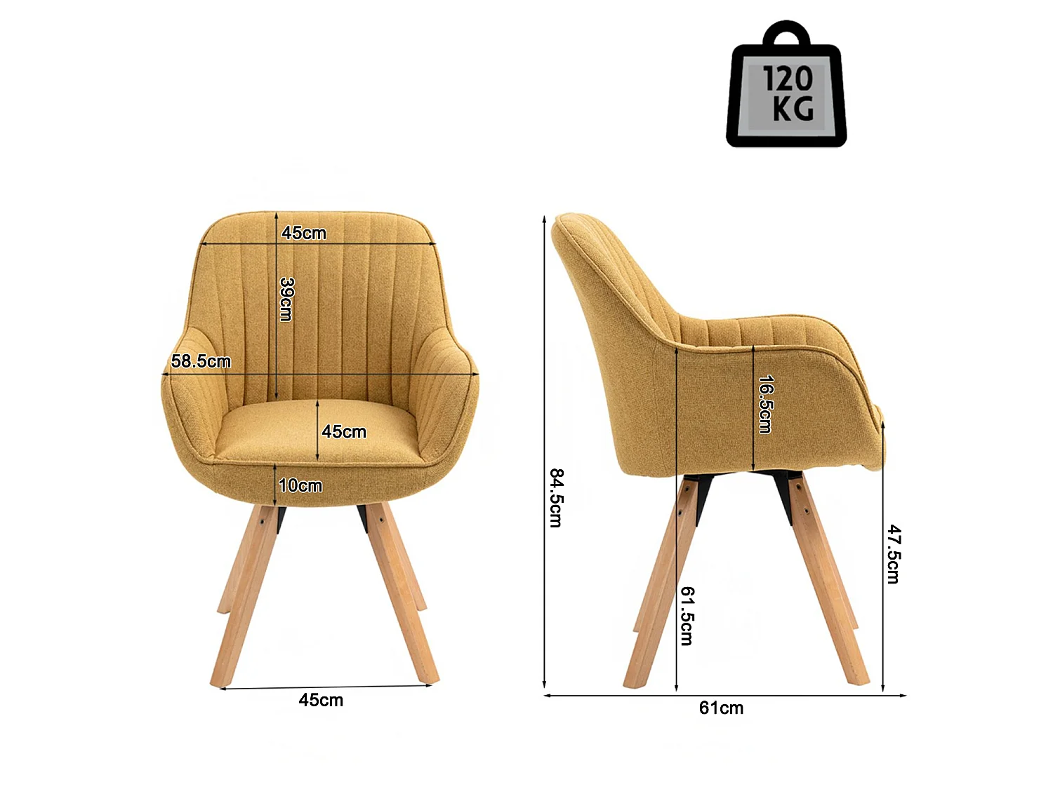Chaise de bureau pivotant style scandinave en tissu pied en bois de hêtre,CARSONOFFICE