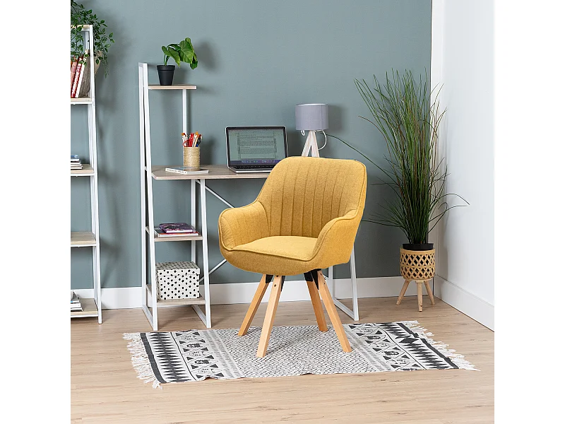 Chaise de bureau pivotant style scandinave en tissu pied en bois de hêtre,CARSONOFFICE