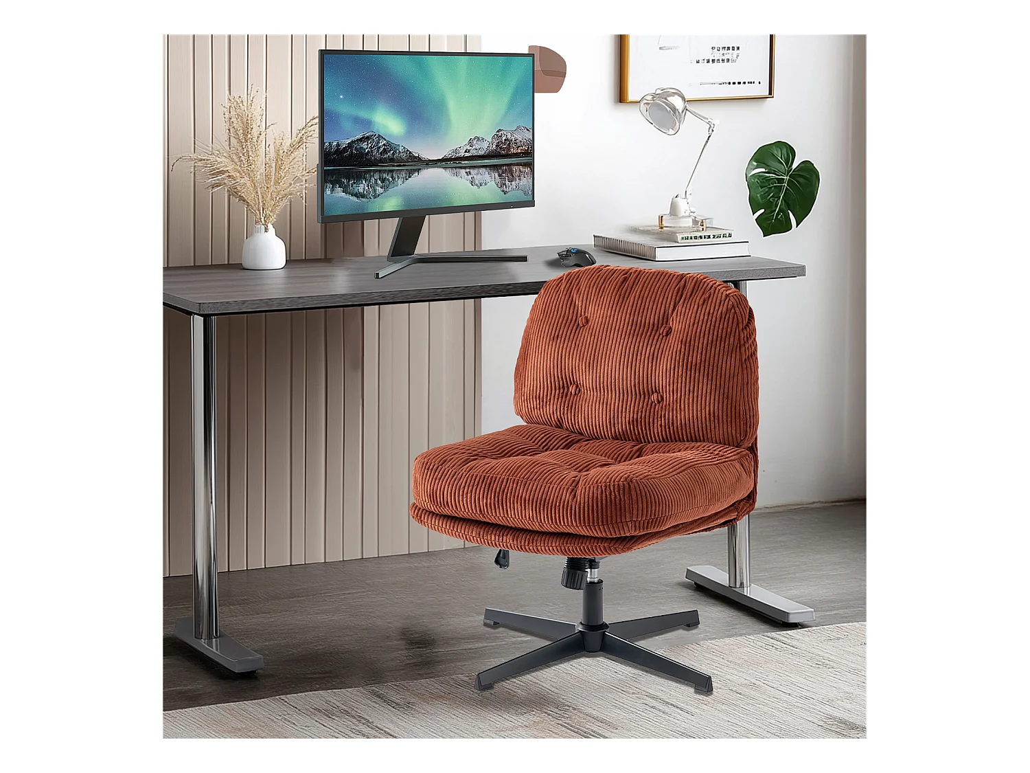 Chaise de bureau pivotant réglable en hauteur en velours côtelé,ALINTONEXOFFICE