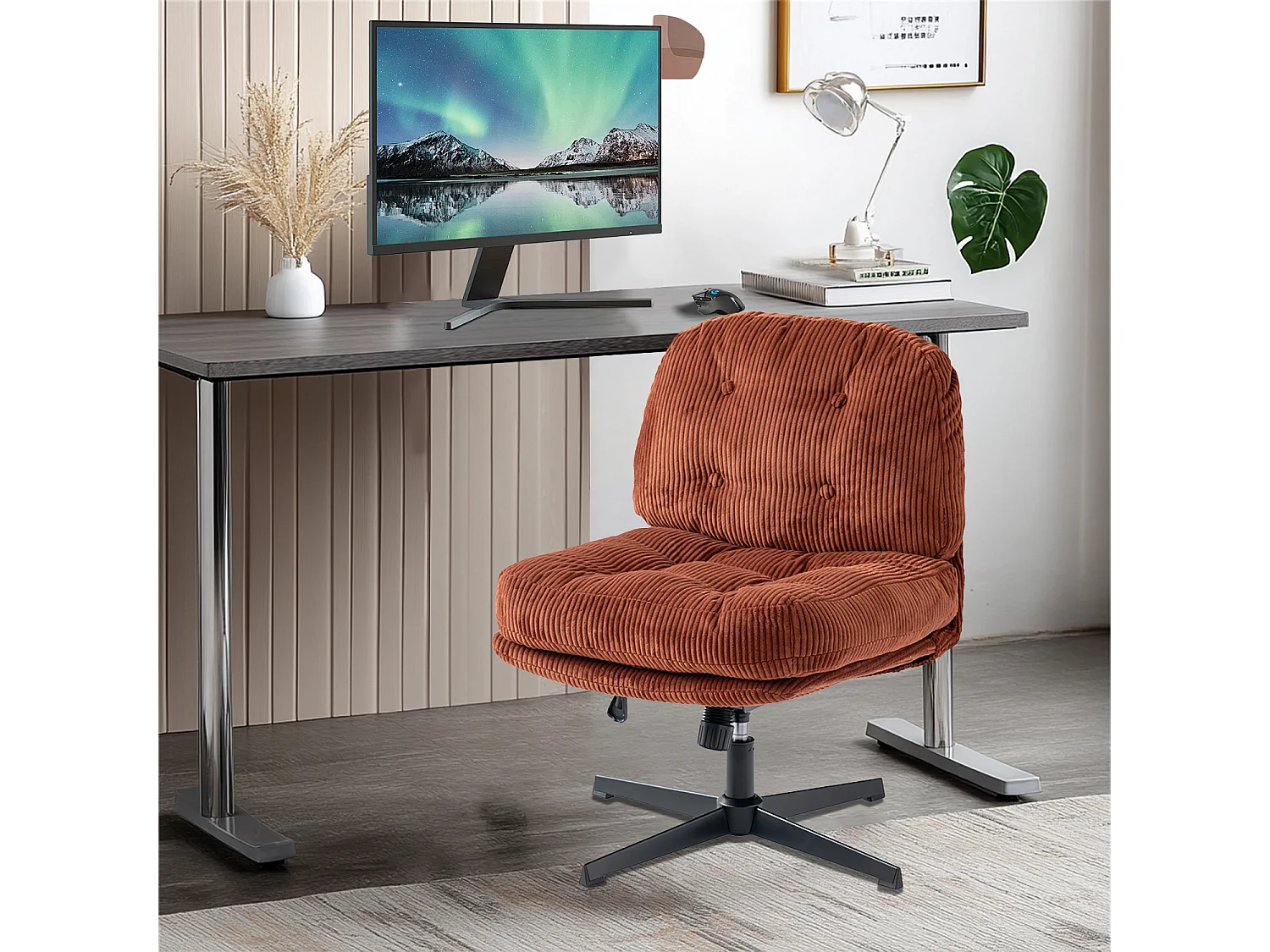 Chaise de bureau pivotant réglable en hauteur en velours côtelé,ALINTONEXOFFICE