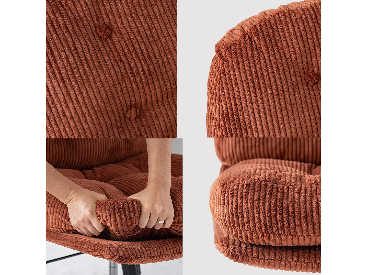 Chaise de bureau pivotant réglable en hauteur en velours côtelé,ALINTONEXOFFICE