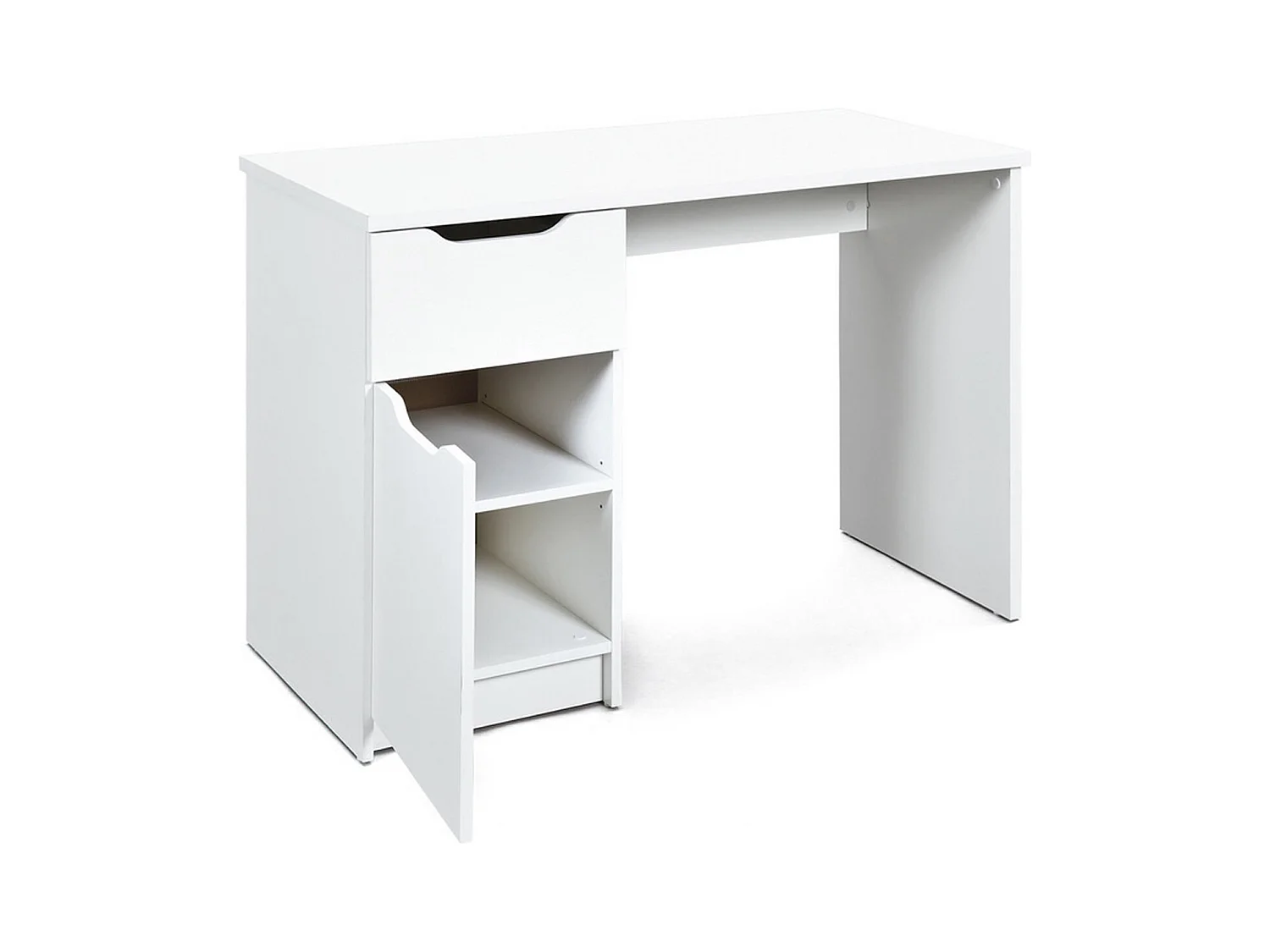 Bureau en panneaux de particules mélaminé, blanc - Dim : L 115 x H 76 x P 55 cm
