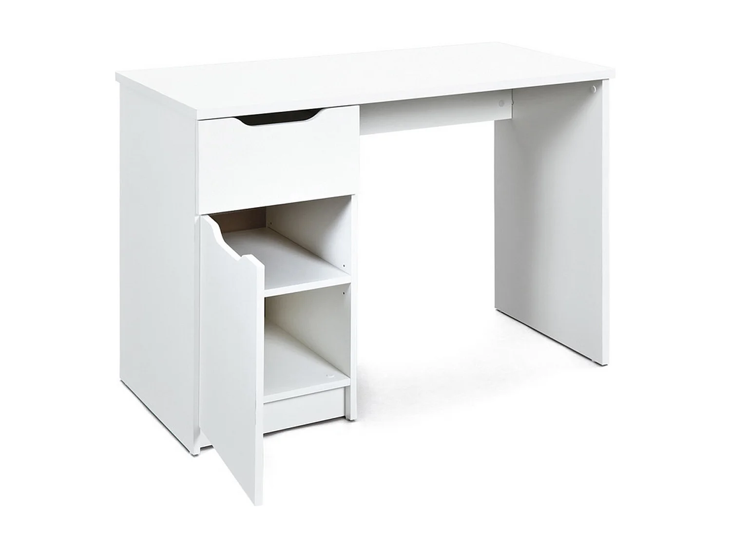 Bureau en panneaux de particules mélaminé, blanc - Dim : L 115 x H 76 x P 55 cm