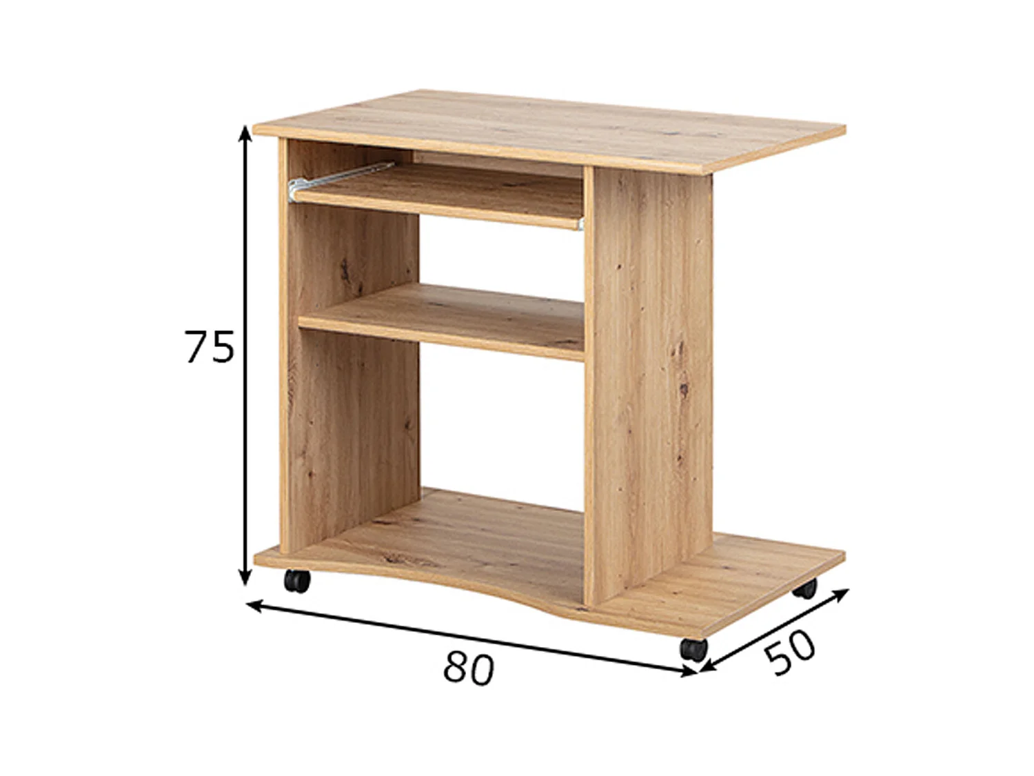 Bureau en bois imitation chêne Artisan - L.80 x P.50 x H.75 cm