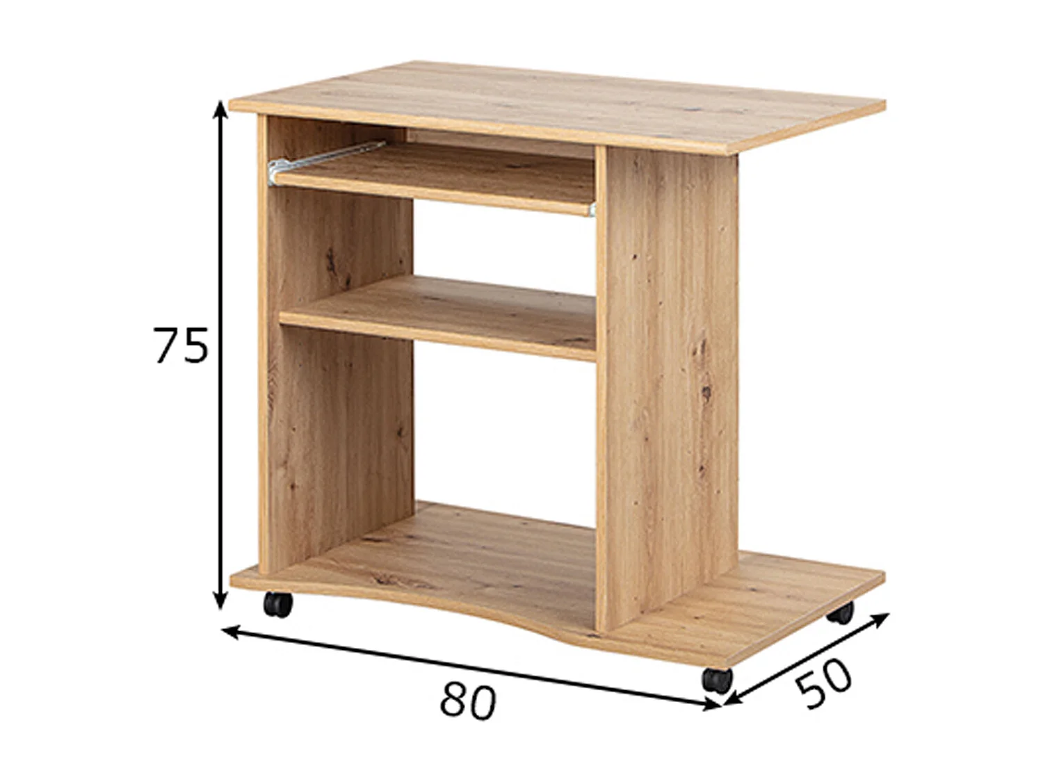 Bureau en bois imitation chêne Artisan - L.80 x P.50 x H.75 cm