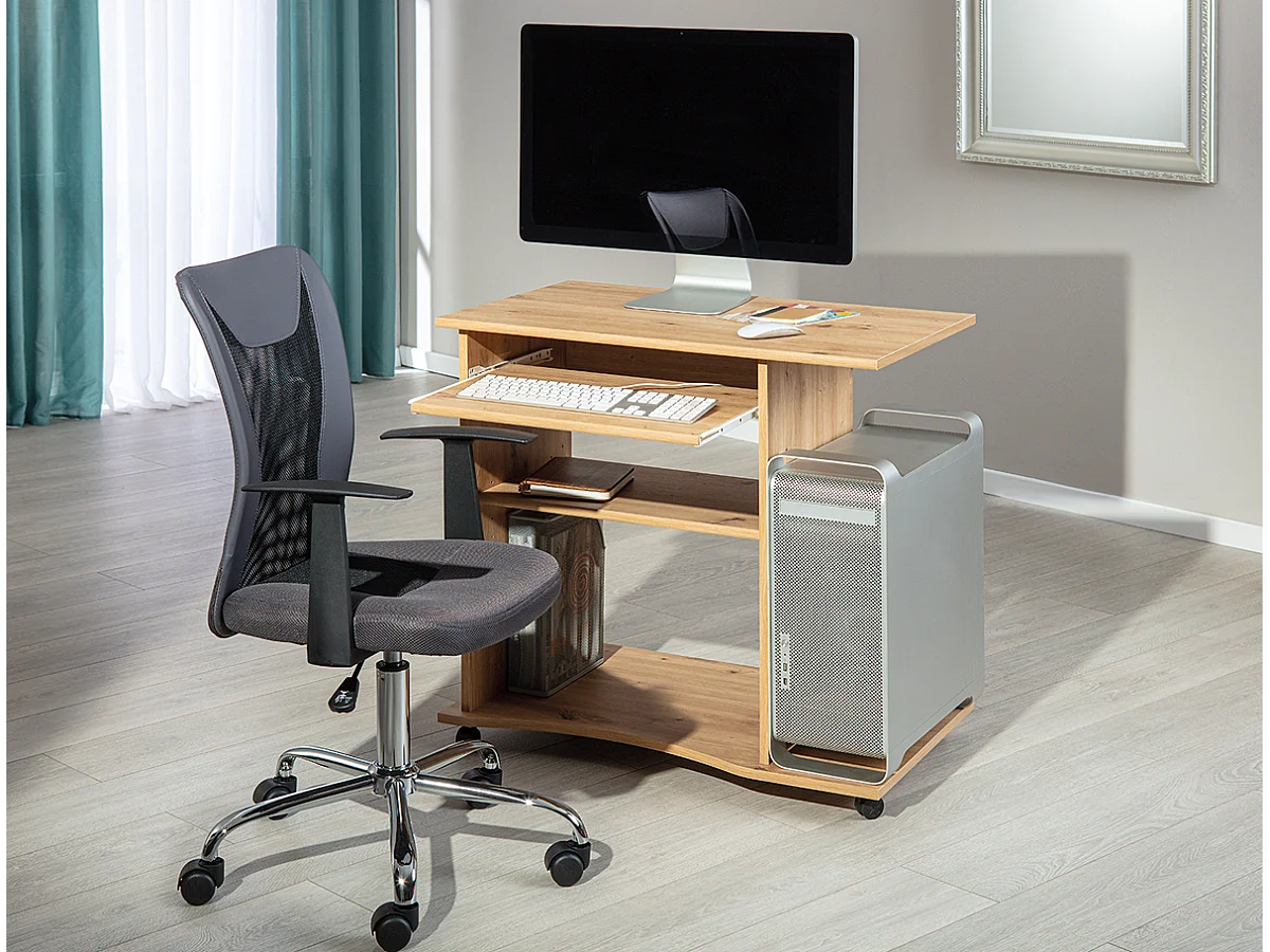 Bureau en bois imitation chêne Artisan - L.80 x P.50 x H.75 cm