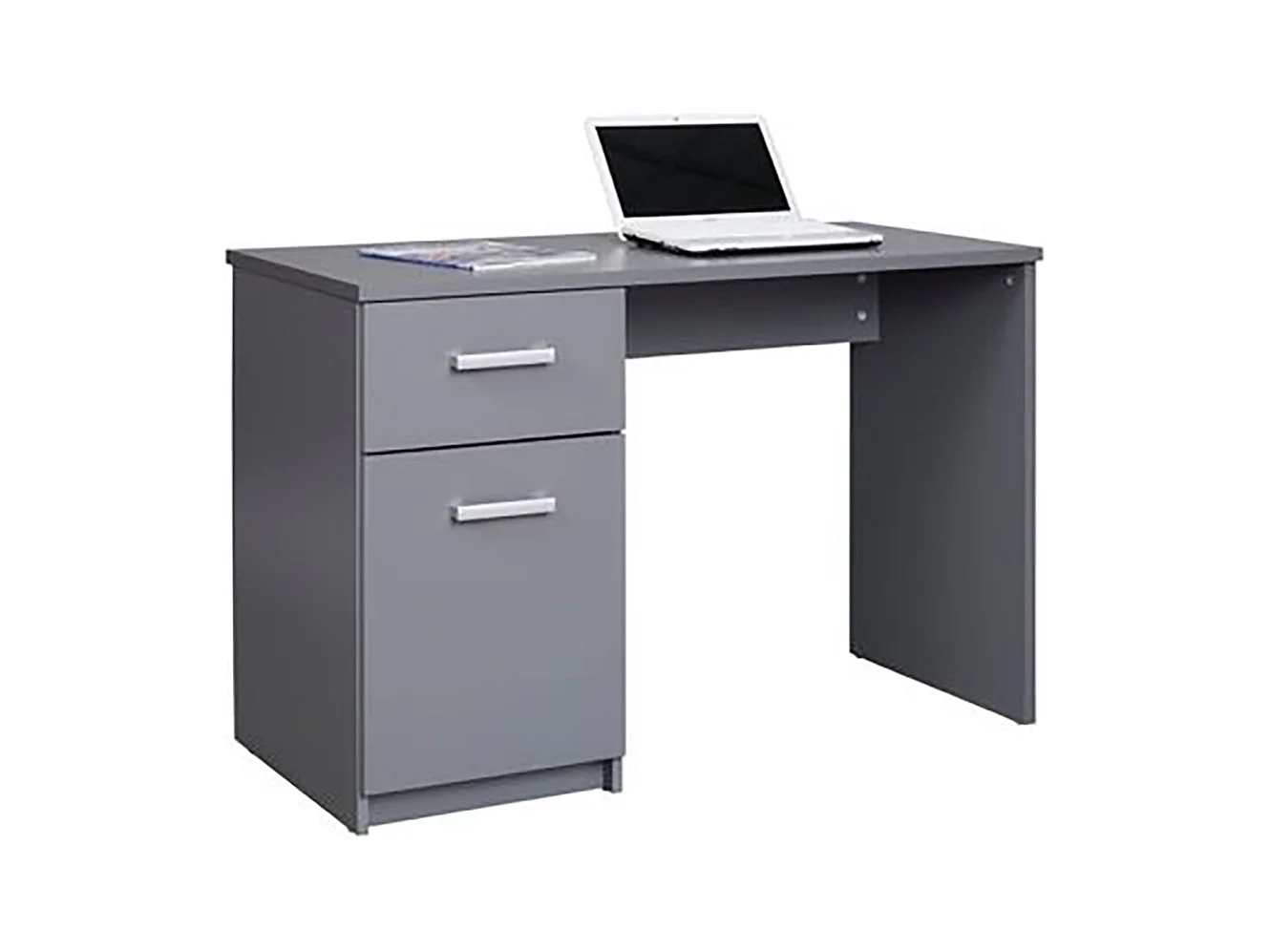 Bureau 1 porte + 1 tiroir coloris gris graphite - Longueur 115 x hauteur 76 x Profondeur 55 cm