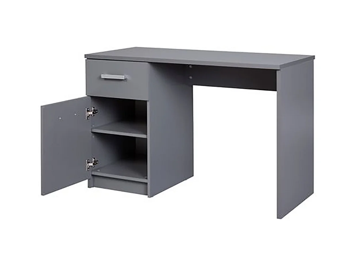 Bureau 1 porte + 1 tiroir coloris gris graphite - Longueur 115 x hauteur 76 x Profondeur 55 cm