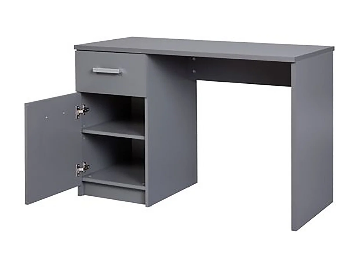 Bureau 1 porte + 1 tiroir coloris gris graphite - Longueur 115 x hauteur 76 x Profondeur 55 cm