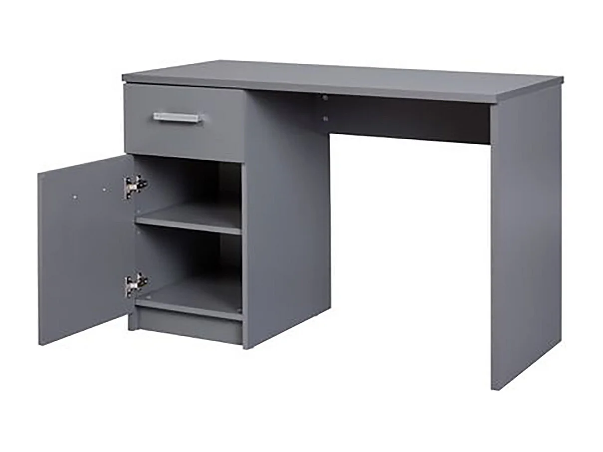 Bureau 1 porte + 1 tiroir coloris gris graphite - Longueur 115 x hauteur 76 x Profondeur 55 cm