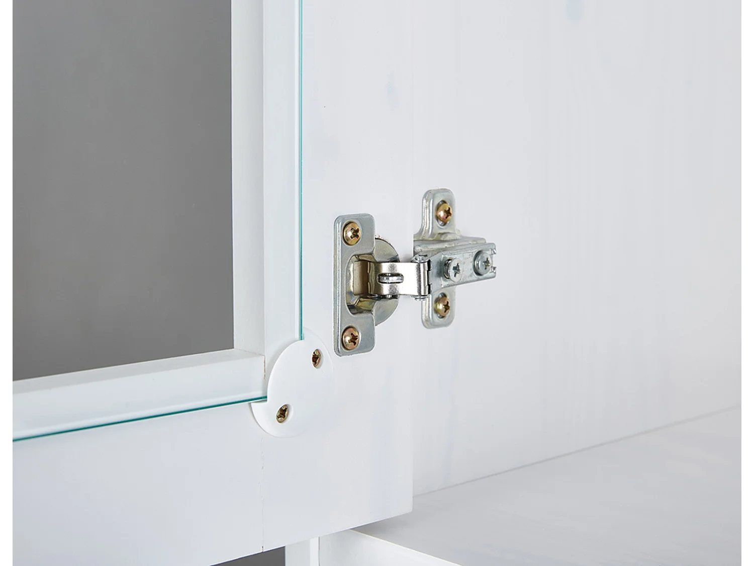 Vaisselier 4 portes et 2 tiroirs en bois massif blanc - Dim : L90 x H191 x P45 cm