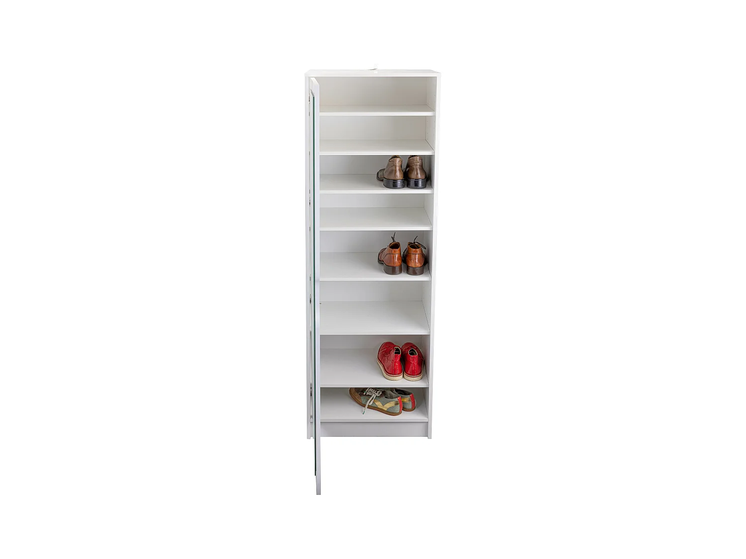 Meuble à chaussures en bois MDF coloris blanc - longueur 58 x profondeur 40 x hauteur 189,5 cm