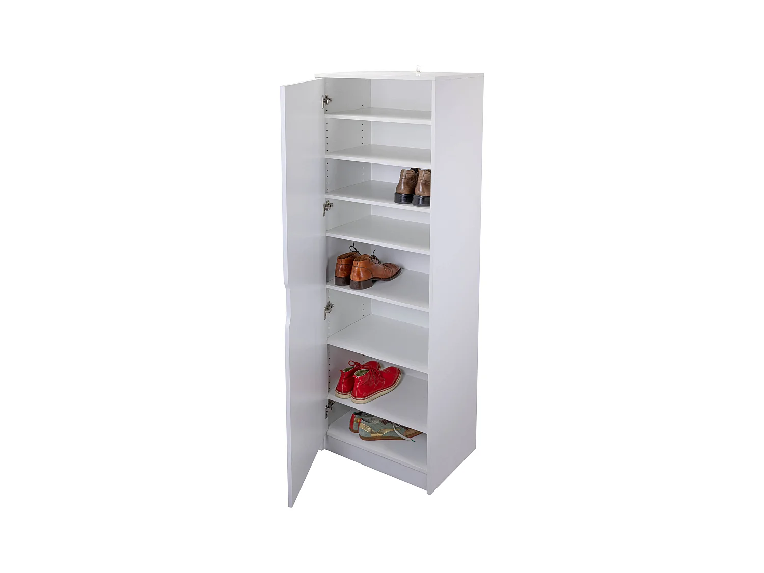 Meuble à chaussures en bois MDF coloris blanc - longueur 58 x profondeur 40 x hauteur 189,5 cm