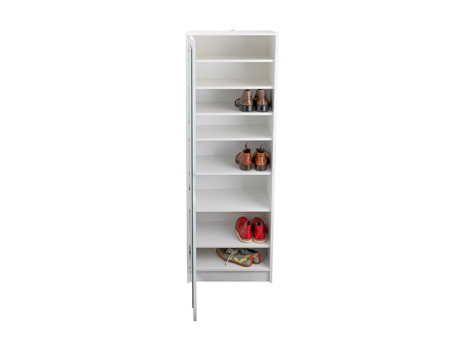 Meuble à chaussures en bois MDF coloris blanc - longueur 58 x profondeur 40 x hauteur 189,5 cm