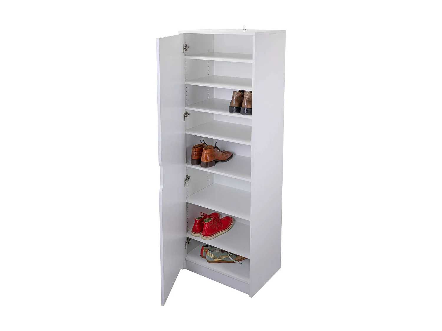 Meuble à chaussures en bois MDF coloris blanc - longueur 58 x profondeur 40 x hauteur 189,5 cm