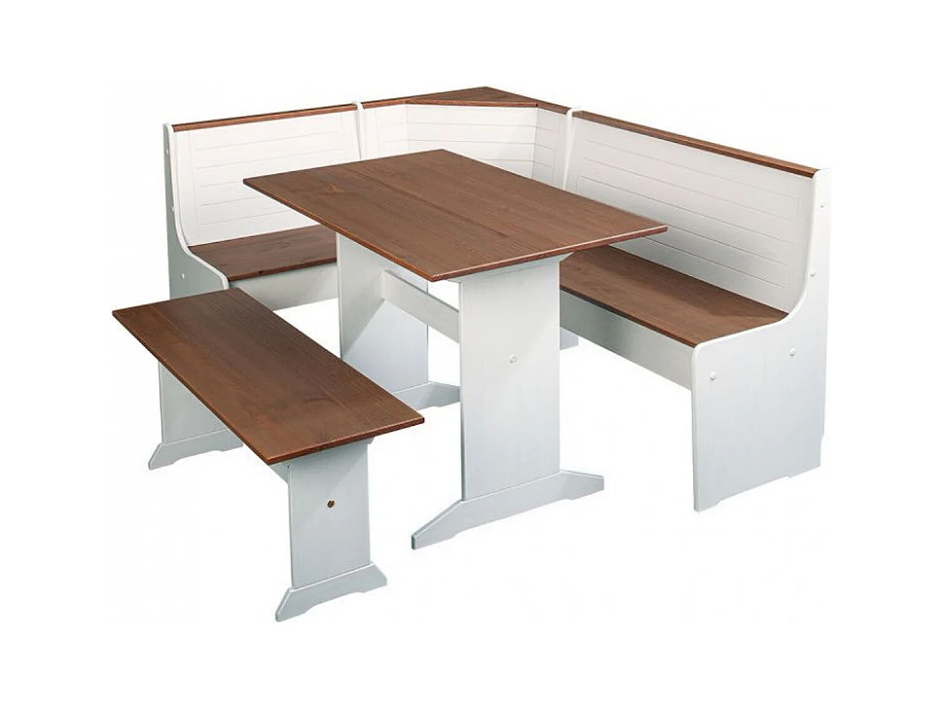 Banc en pin massif foncé et blanc - L.171 x H.86 x P.131 cm