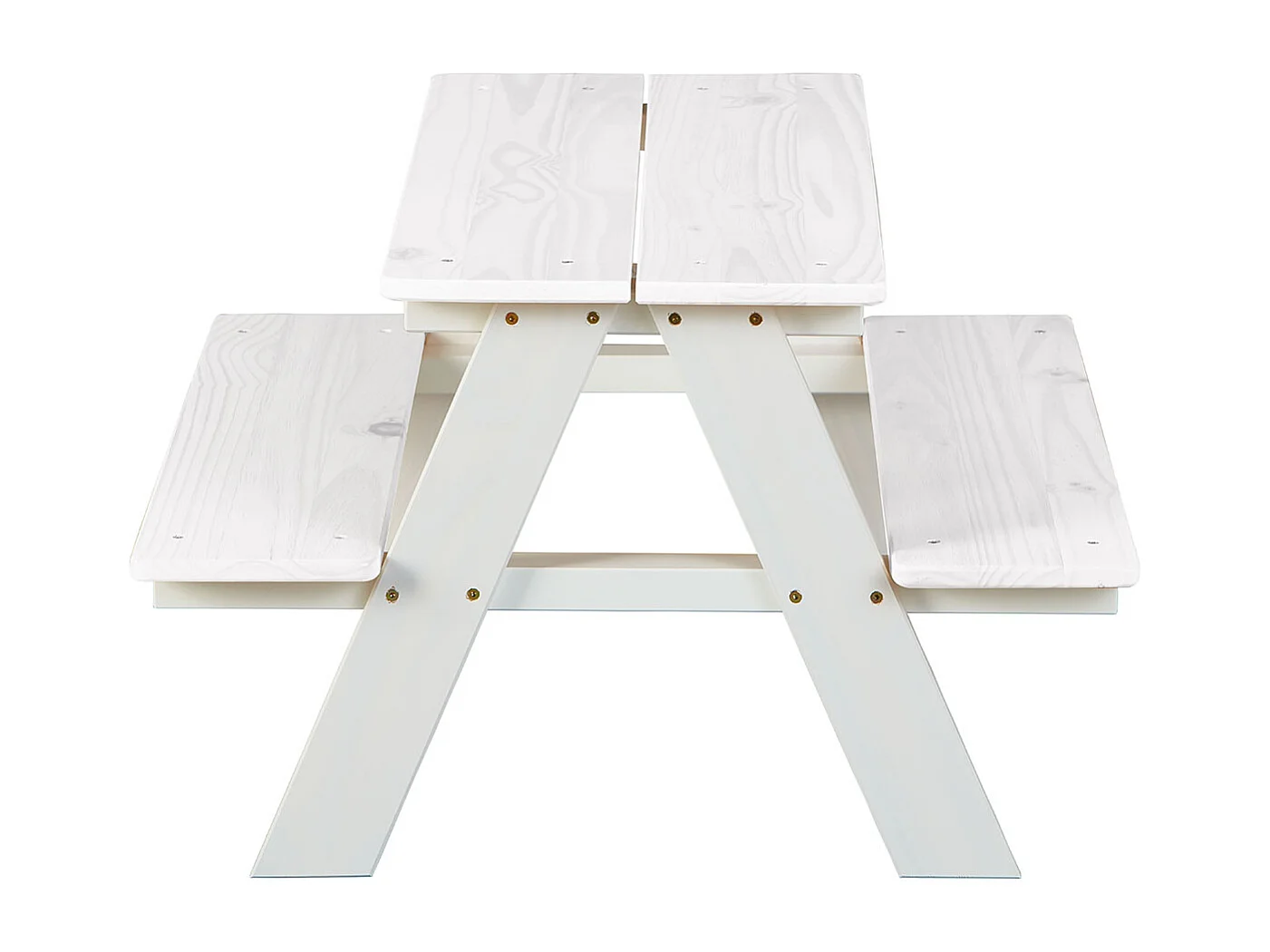 Table-banc pour enfant en pin massif vernis coloris blanc - longueur 90 x profondeur 82 x hauteur 50 cm