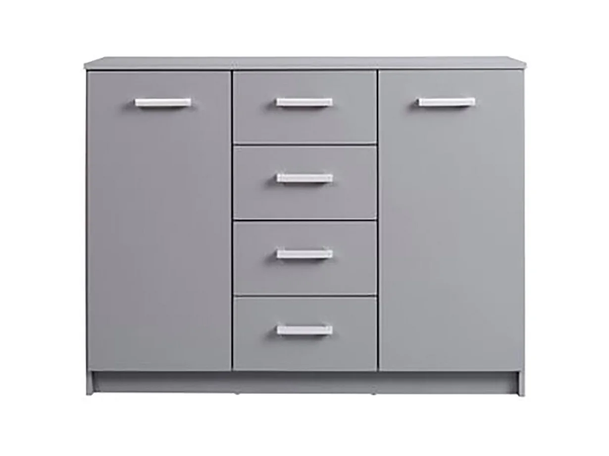 Buffet 2 portes + 4 tiroirs coloris gris graphite - Longueur 119,2 x hauteur 91,5 x profondeur 40 cm