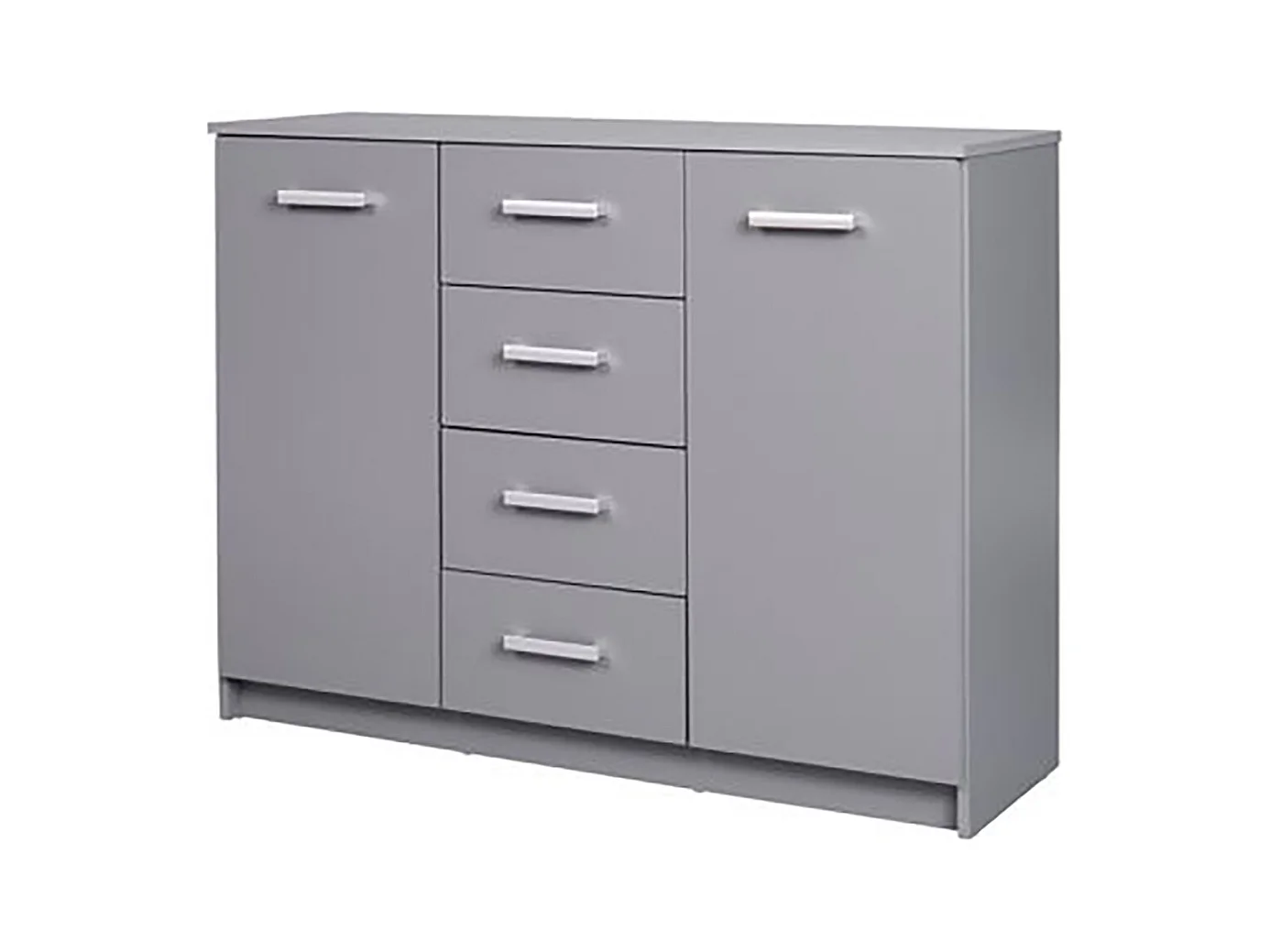 Buffet 2 portes + 4 tiroirs coloris gris graphite - Longueur 119,2 x hauteur 91,5 x profondeur 40 cm