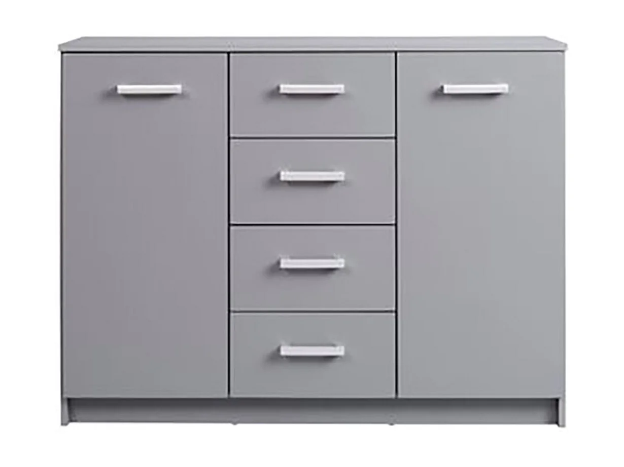 Buffet 2 portes + 4 tiroirs coloris gris graphite - Longueur 119,2 x hauteur 91,5 x profondeur 40 cm