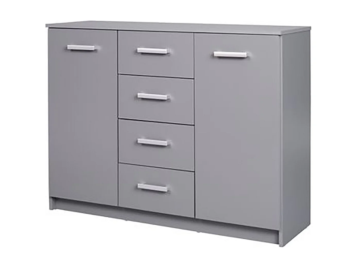 Buffet 2 portes + 4 tiroirs coloris gris graphite - Longueur 119,2 x hauteur 91,5 x profondeur 40 cm