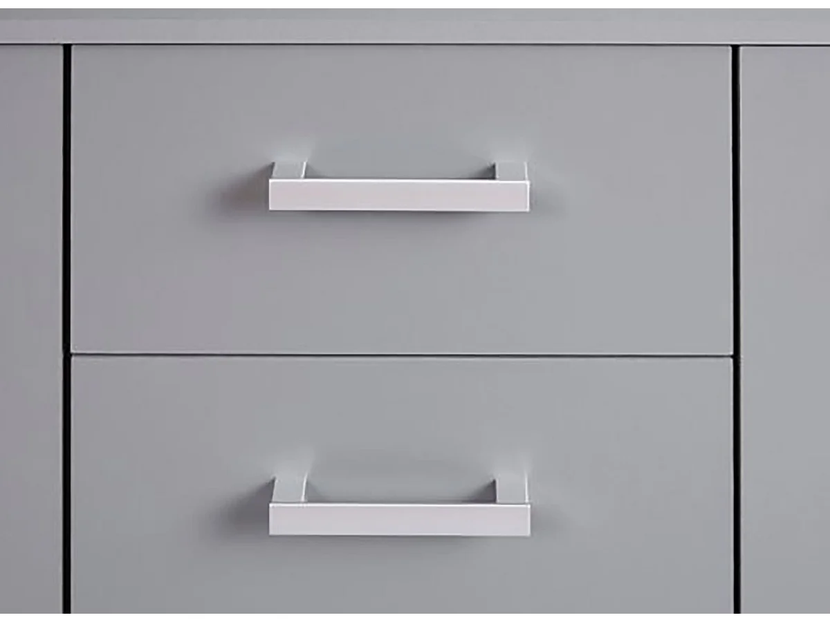 Buffet 2 portes + 4 tiroirs coloris gris graphite - Longueur 119,2 x hauteur 91,5 x profondeur 40 cm