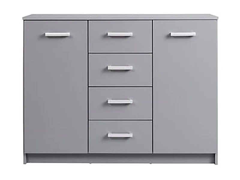 Buffet 2 portes + 4 tiroirs coloris gris graphite - Longueur 119,2 x hauteur 91,5 x profondeur 40 cm