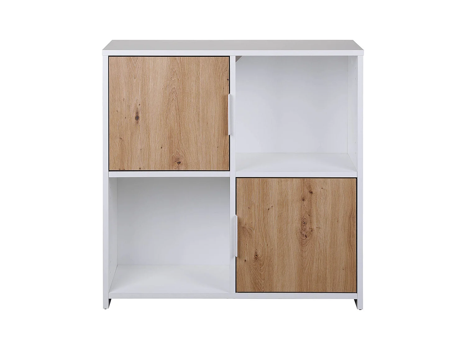 Bibliothèque, étagère avec 2 portes coloris chêne Artisan / blanc - longueur 77 x profondeur 33 x hauteur 77 cm