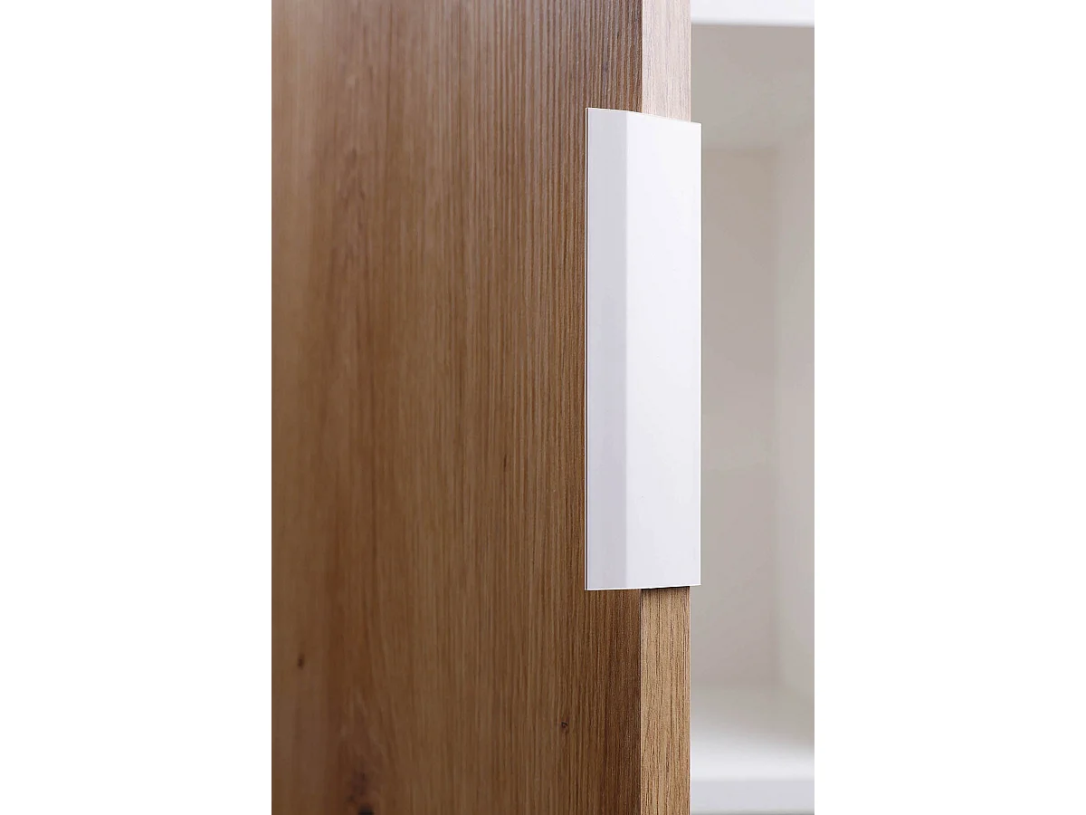 Bibliothèque, étagère avec 2 portes coloris chêne Artisan / blanc - longueur 77 x profondeur 33 x hauteur 77 cm