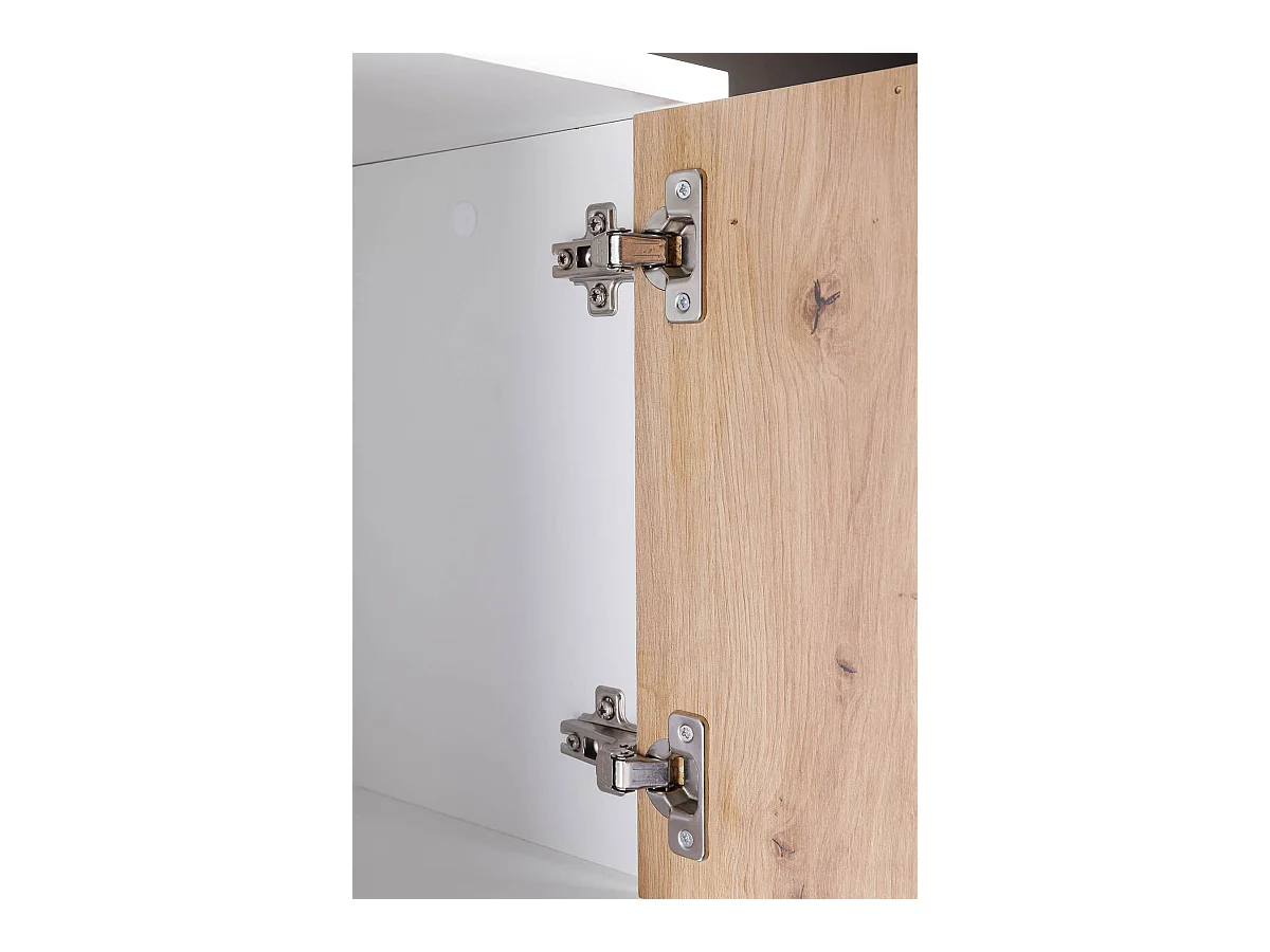 Bibliothèque, étagère avec 5 portes coloris chêne Artisan / blanc - longueur 77 x profondeur 30 x hauteur 185 cm