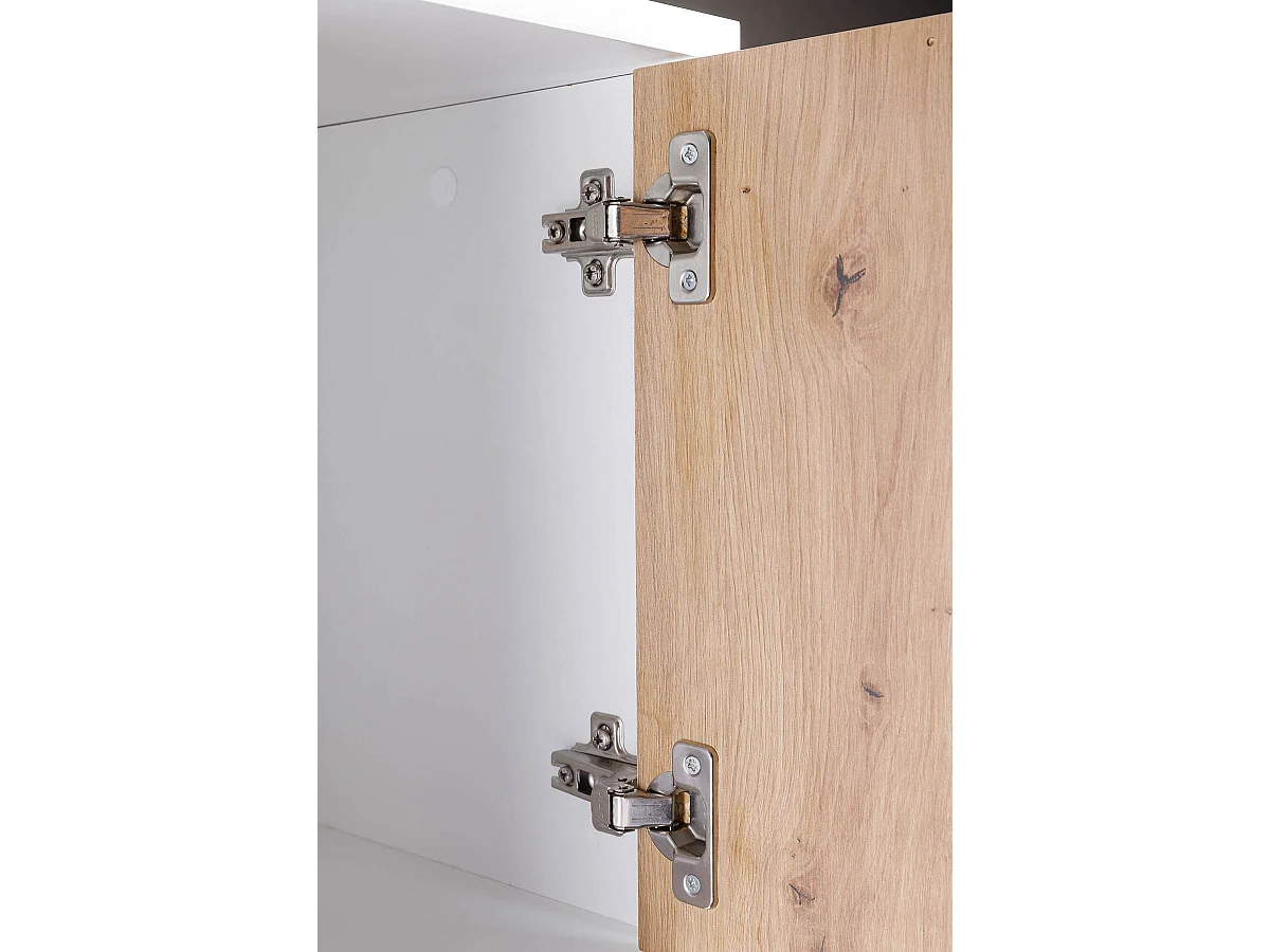 Bibliothèque, étagère avec 5 portes coloris chêne Artisan / blanc - longueur 77 x profondeur 30 x hauteur 185 cm