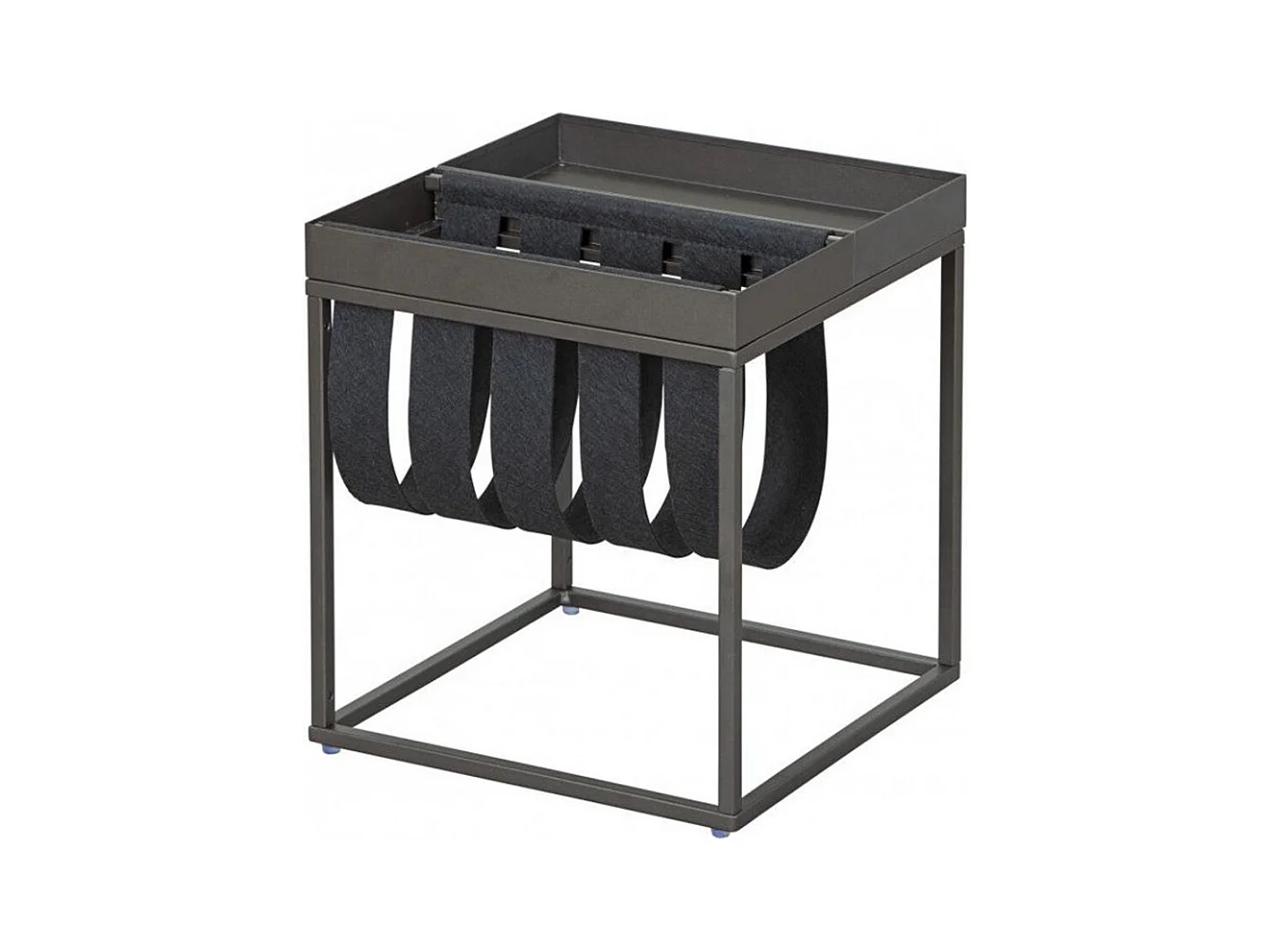 Table d'appoint carrée / porte-revue en métal coloris anthracite - L.35 x H.40 x P.35 cm