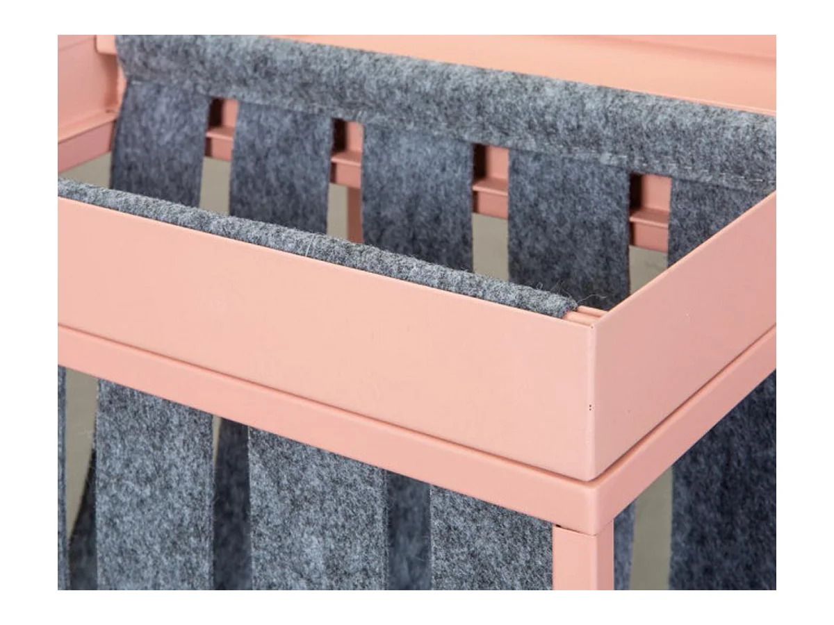 Table d'appoint carrée / porte-revue en métal coloris rose / gris - L.35 x H.40 x P.35 cm